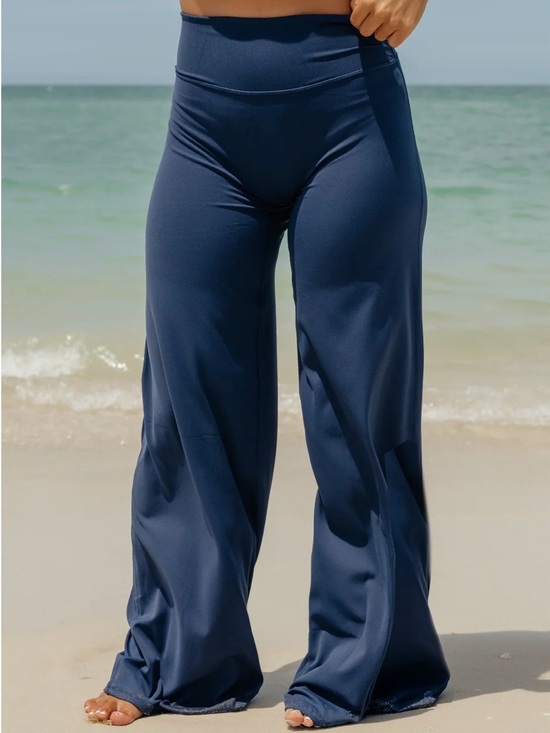 P'tula Pants - P’tula FEATHERTECH Midrise Sculpt Wide Leg Pant - True Navy, 32” Inseam (Short)